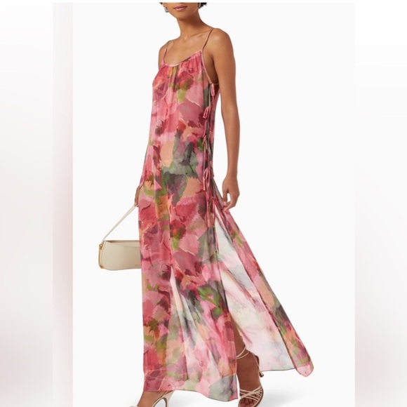 MWT  MISA Los Angeles Salome Long Sheer Dress/Top in Floral Print - Picture 6 of 10